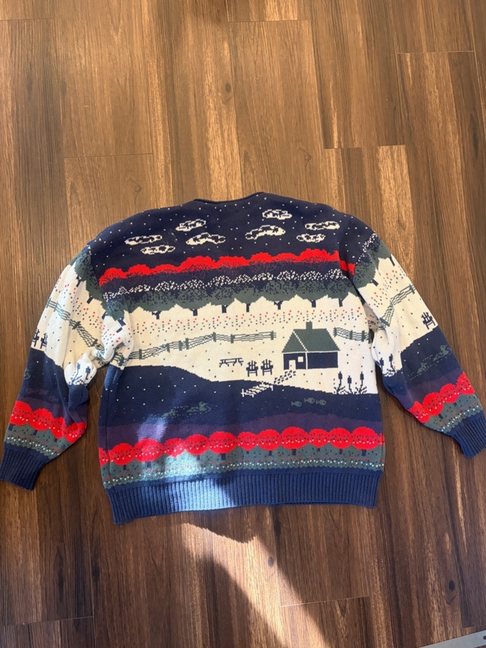 1990s Northern Reflections Navy, Cream & Red Fair Isle Village Cardigan - Picture 10 of 13
